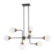 Load image into Gallery viewer, LightFixturesUSA - Soda Pop 8 - Light Seeded Glass Bubble Sputnik Linear Chandelier - Chandelier - Black + Brass -
