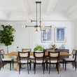 Load image into Gallery viewer, LightFixturesUSA - Soda Pop 8 - Light Seeded Glass Bubble Sputnik Linear Chandelier - Chandelier - Black + Brass -