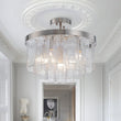 Load image into Gallery viewer, LightFixturesUSA - Tiered Hammered Water Glass Round Semi Flush Mount - Ceiling Light - Nickel -