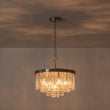 Load image into Gallery viewer, LightFixturesUSA - Tiered Hammered Water Glass Round Semi Flush Mount - Ceiling Light - Nickel -