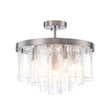 Load image into Gallery viewer, LightFixturesUSA - Tiered Hammered Water Glass Round Semi Flush Mount - Ceiling Light - Nickel -