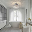 Load image into Gallery viewer, LightFixturesUSA - Tiered Hammered Water Glass Round Semi Flush Mount - Ceiling Light - Nickel -
