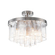 Load image into Gallery viewer, LightFixturesUSA - Tiered Hammered Water Glass Round Semi Flush Mount - Ceiling Light - Nickel -