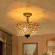 Load image into Gallery viewer, LightFixturesUSA-Victorian Antique Bronze Crystal Semi Flush Light-Ceiling Light-Bronze-