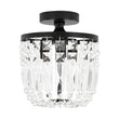 Load image into Gallery viewer, LightFixturesUSA - Vintage Black Draped Crystal Round Semi Flush Mount - Ceiling Light - Black -