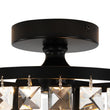 Load image into Gallery viewer, LightFixturesUSA - Vintage Black Draped Crystal Round Semi Flush Mount - Ceiling Light - Black -