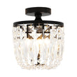 Load image into Gallery viewer, LightFixturesUSA - Vintage Black Draped Crystal Round Semi Flush Mount - Ceiling Light - Black -