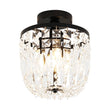 Load image into Gallery viewer, LightFixturesUSA - Vintage Black Draped Crystal Round Semi Flush Mount - Ceiling Light - Black -