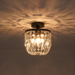 Load image into Gallery viewer, LightFixturesUSA - Vintage Black Draped Crystal Round Semi Flush Mount - Ceiling Light - Black -