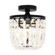 Load image into Gallery viewer, LightFixturesUSA - Vintage Black Draped Crystal Round Semi Flush Mount - Ceiling Light - Black -