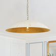 Load image into Gallery viewer, LightFixturesUSA - Vintage Oversized Flat Dome Metal Pendant Light - Chandelier - White+Gold - 1 - Lt