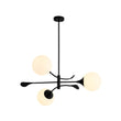 Load image into Gallery viewer, LightFixturesUSA - Wind - Vane Tiered 3 - Light Opal Glass Globe Sputnik Chandelier - Chandelier - Black -