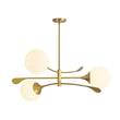 Load image into Gallery viewer, LightFixturesUSA - Wind - Vane Tiered 3 - Light Opal Glass Globe Sputnik Chandelier - Chandelier - Brass -