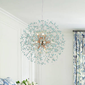 9-Light Blue Dandelion Firework Chandelier