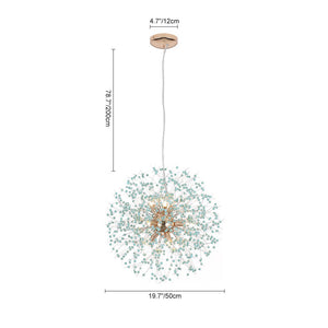 9-Light Blue Dandelion Firework Chandelier