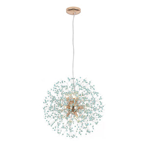 9-Light Blue Dandelion Firework Chandelier