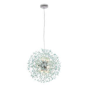 9-Light Blue Dandelion Firework Chandelier