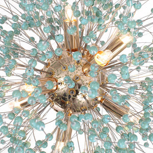 9-Light Blue Dandelion Firework Chandelier