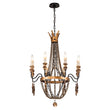 Load image into Gallery viewer, Antique Wood Beaded Empire Chandelier