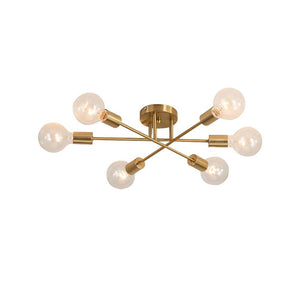 LightFixturesia-6-light Semi Flush Sputnik Light Fixture-Semi Flush Light-Brass-