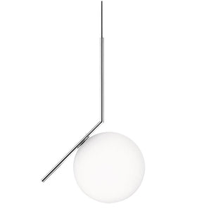 LightFixturesia-Contemporary 1-light Opal Glass Globe Pendant Light-Pendant Light-Polished Nickel-11"