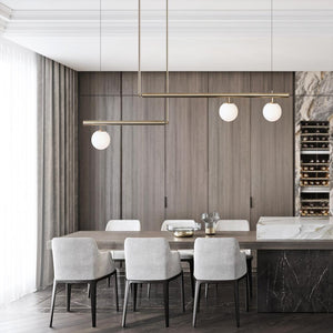 LightFixturesia-Kitchen Island Glass Globe Linear Chandelier-Kitchen Island Pendant-Black-