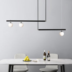 LightFixturesia-Kitchen Island Glass Globe Linear Chandelier-Kitchen Island Pendant-Black-