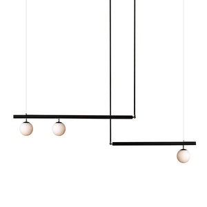 LightFixturesia-Kitchen Island Glass Globe Linear Chandelier-Kitchen Island Pendant-Black-