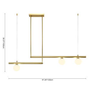 LightFixturesia-Kitchen Island Glass Globe Linear Chandelier-Kitchen Island Pendant-Brass-