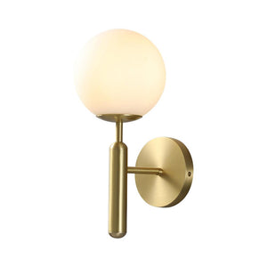 LightFixturesia-Mid-century 1-light Globe Wall Sconce-Wall Sconce-Brass-
