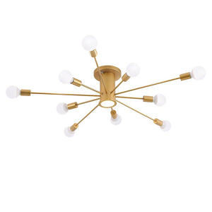 LightFixturesia-Mid-century Flush Mount Sputnik Ceiling Light-Semi Flush Light-Gold-