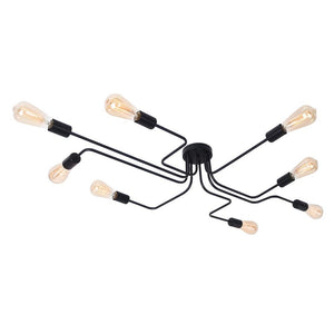 LightFixturesia-Modern Industrial Semi Flush Sputnik Light--Black-