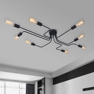 LightFixturesia-Modern Industrial Semi Flush Sputnik Light--Black-