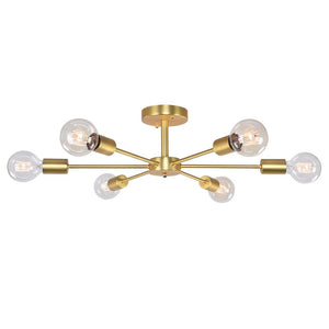 LightFixturesia-Modern Mid-century Semi Flush Sputnik Light-Semi Flush Light-Gold-