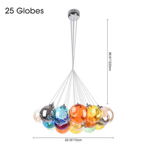 LightFixturesia-Unique Multi-Color Globe Cluster Chandelier-Chandelier-Yellow Tune-25 Globes