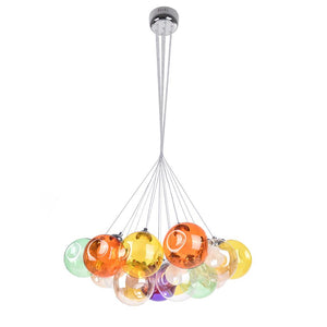 LightFixturesia-Unique Multi-Color Globe Cluster Chandelier-Chandelier-Yellow Tune-7 Globes