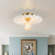 Load image into Gallery viewer, LightFixturesUSA-1-Light Creamy Ceramic Shade Semi Flush Mount-Ceiling Light-Brass-