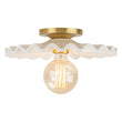 Load image into Gallery viewer, LightFixturesUSA-1-Light Creamy Ceramic Shade Semi Flush Mount-Ceiling Light-Brass-
