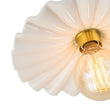 Load image into Gallery viewer, LightFixturesUSA-1-Light Creamy Ceramic Shade Semi Flush Mount-Ceiling Light-Brass-