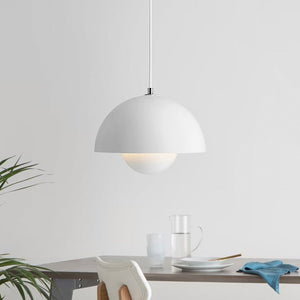 LightFixturesUSA-1-Light Modern Danish Dome Pendant Light-Pendant Light-White-
