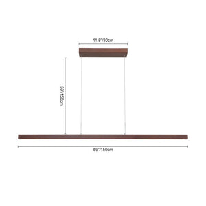 LightFixturesUSA-1-Light Modern Minimalist LED Wood Linear Chandelier-Chandelier-Walnut-