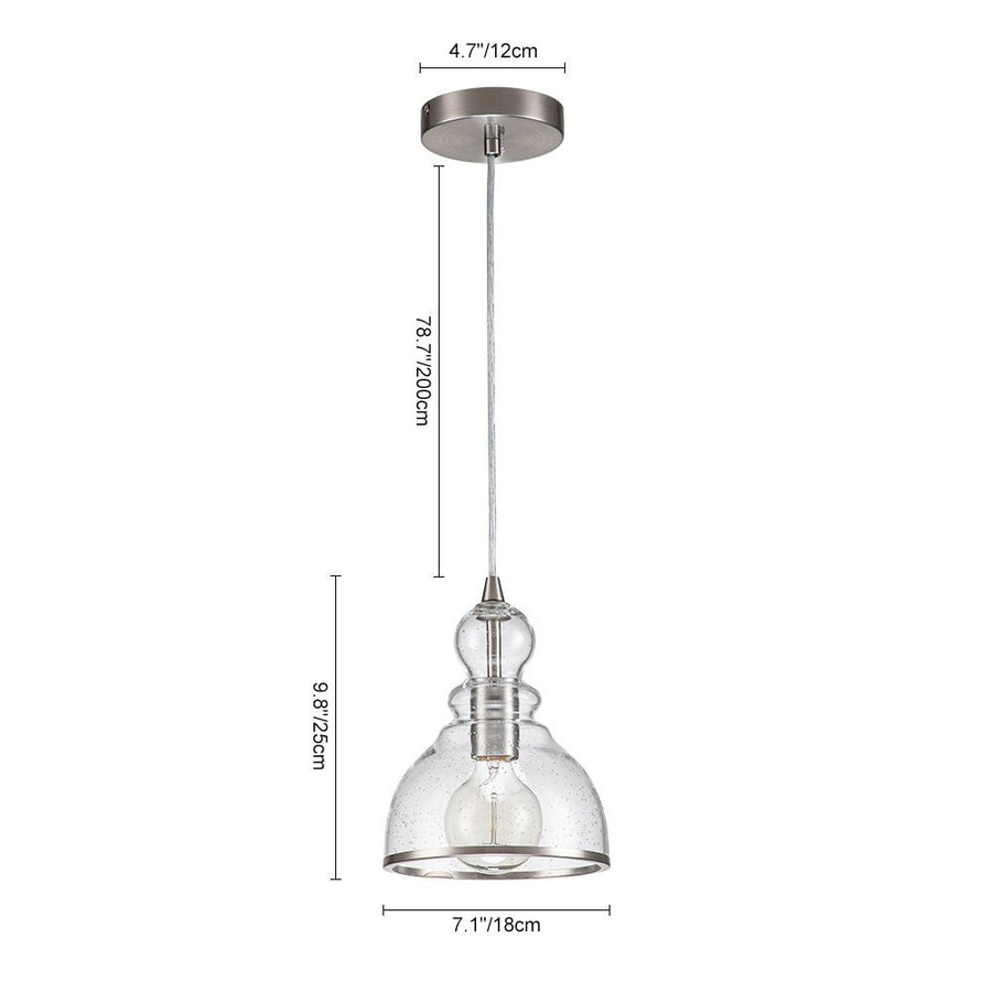 LightFixturesUSA-1-Light Nickel Seeded Glass Bell Pendant Light-Pendant Light-Nickel-