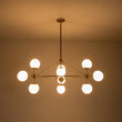 Load image into Gallery viewer, LightFixturesUSA-10-Light Frosted Glass Globe Geometric Chandelier-Chandelier-Black-10-Lt