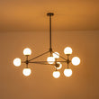 Load image into Gallery viewer, LightFixturesUSA-10-Light Frosted Glass Globe Geometric Chandelier-Chandelier-Black-10-Lt