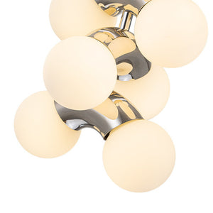 LightFixturesUSA-10-Light Pearl Tiered Milky Glass Globe Pendant Light-Pendant Light-10-Lt-Chrome