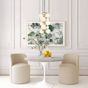 LightFixturesUSA-10-Light Pearl Tiered Milky Glass Globe Pendant Light-Pendant Light-10-Lt-Chrome