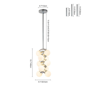 LightFixturesUSA-10-Light Pearl Tiered Milky Glass Globe Pendant Light-Pendant Light-10-Lt-Chrome
