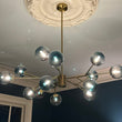 Load image into Gallery viewer, LightFixturesUSA-15-Light Branch Blue Glass Globe Bubble Chandelier-Chandelier-Black-15-Lt