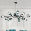 Load image into Gallery viewer, LightFixturesUSA-15-Light Branch Blue Glass Globe Bubble Chandelier-Chandelier-Black-15-Lt