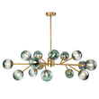 Load image into Gallery viewer, LightFixturesUSA-15-Light Branch Blue Glass Globe Bubble Chandelier-Chandelier-Gold-15-Lt